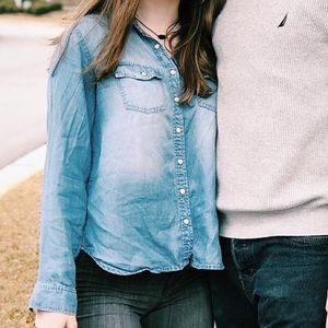 blue denim button down